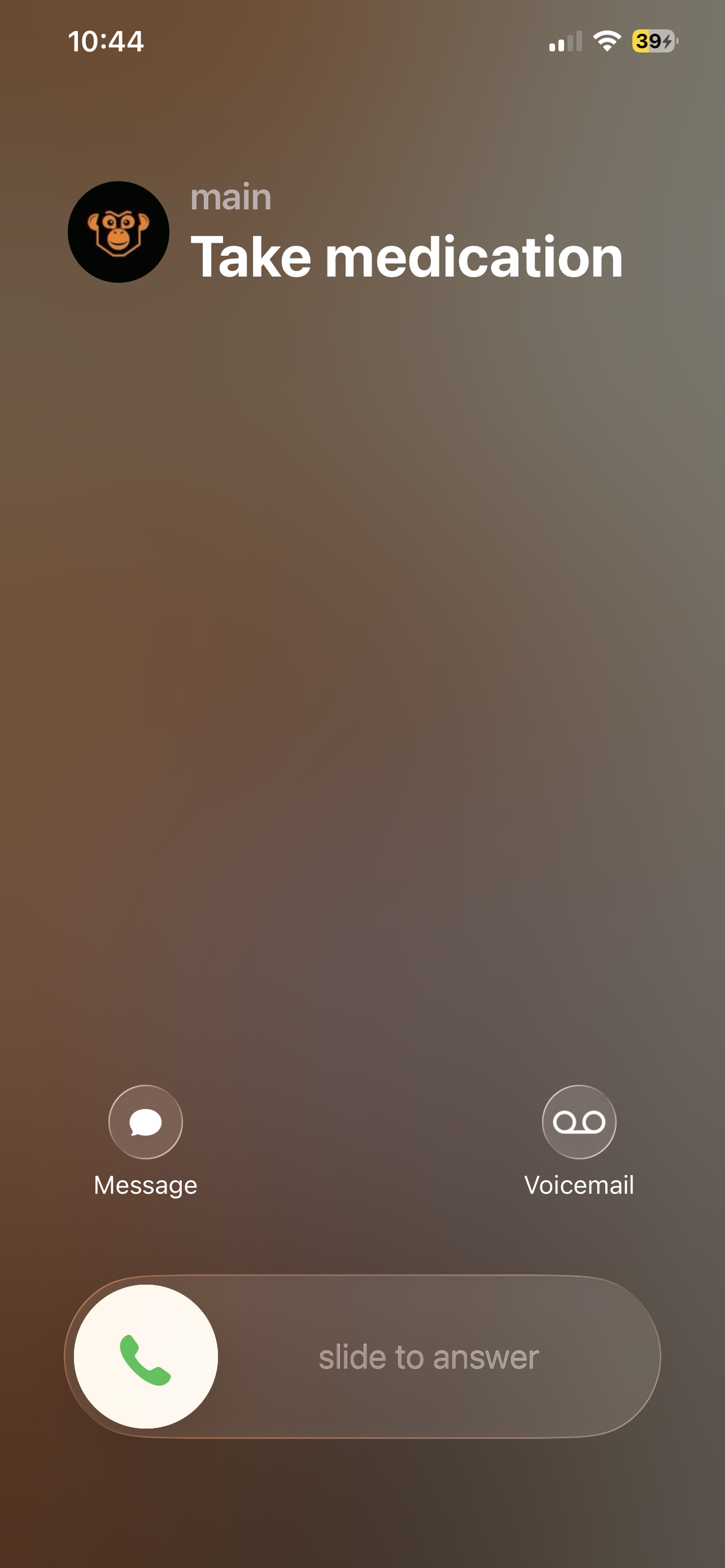 Incoming phone call from Ape Alert reminder